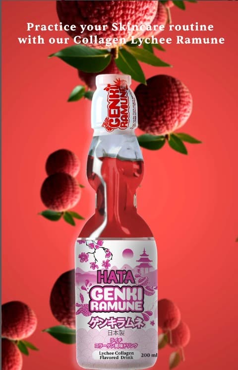 Skincare Routine with our Collagen Lychee Ramune is never out of trend!